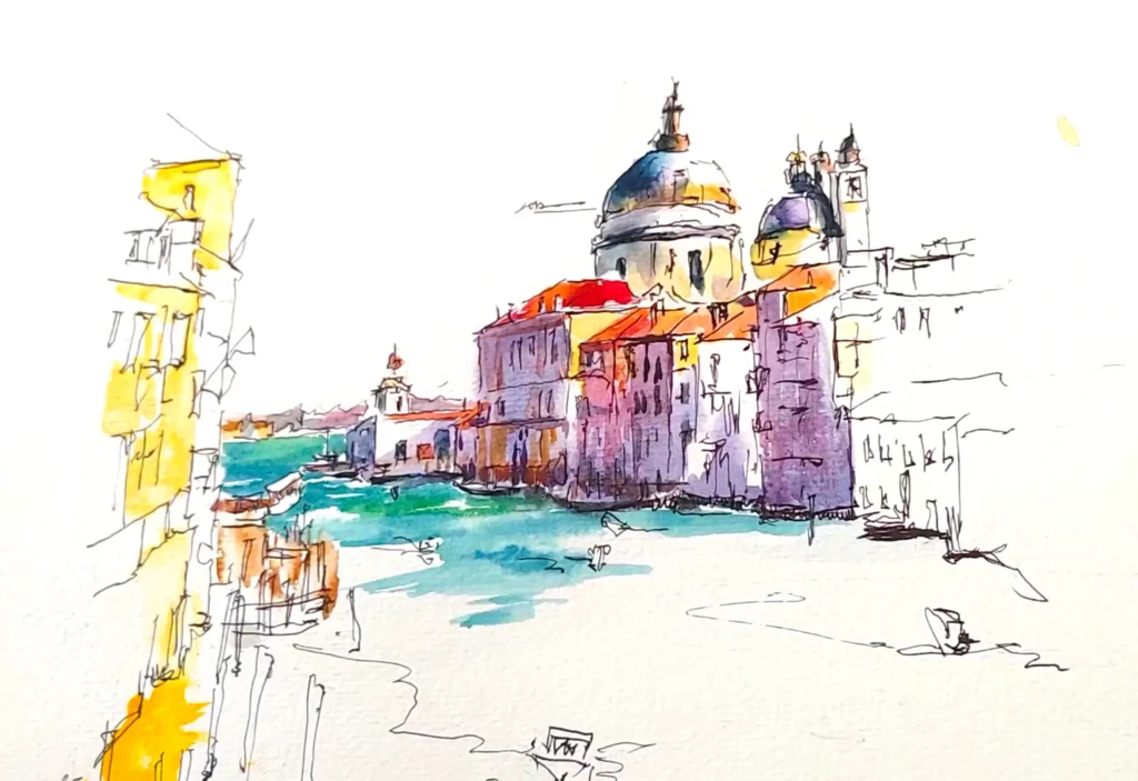 水彩で描くサン・マルコ寺院