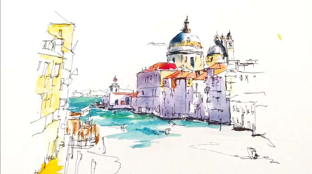 水彩で描くサン・マルコ寺院