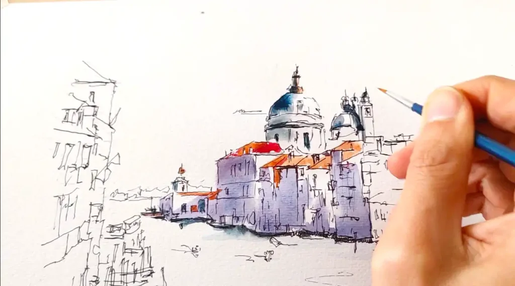 水彩で描くサン・マルコ寺院