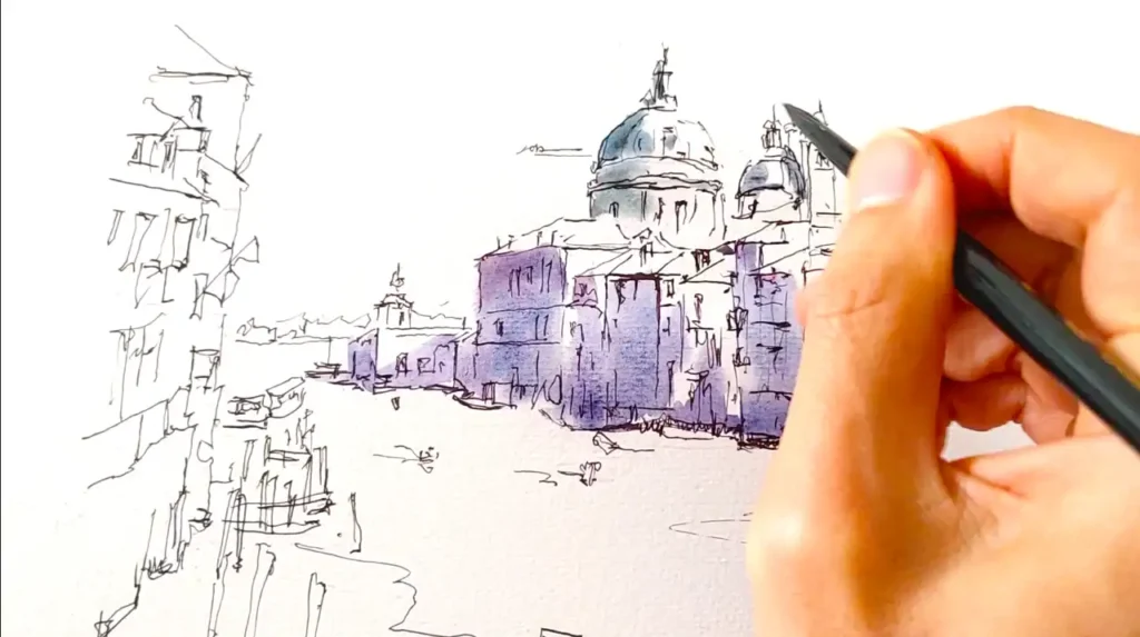 水彩で描くサン・マルコ寺院