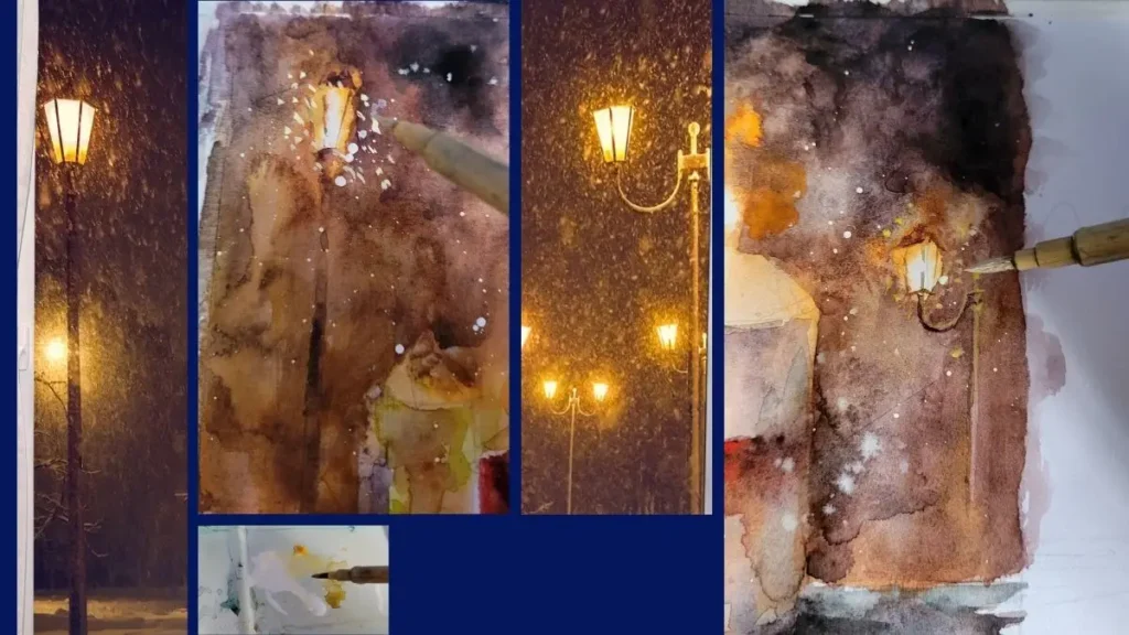 クリスマスカードと雪の絵