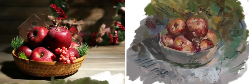 デジタルで描いた桃の絵