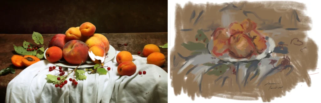 デジタルで描いた桃の絵