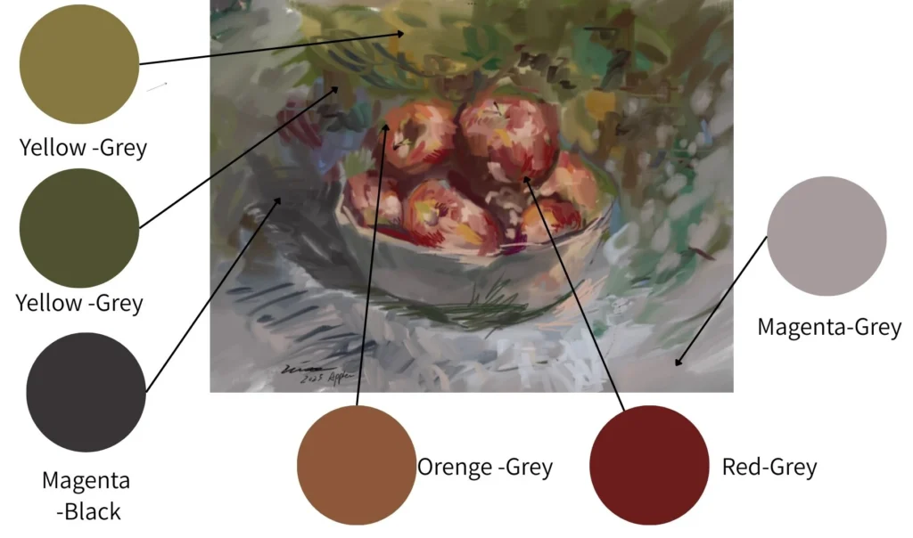 デジタルで描いたリンゴの絵（オンライン絵画教室用）