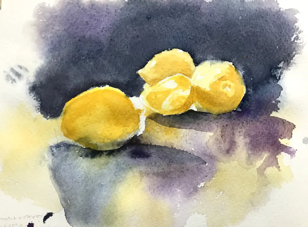 水彩で描いたレモン
