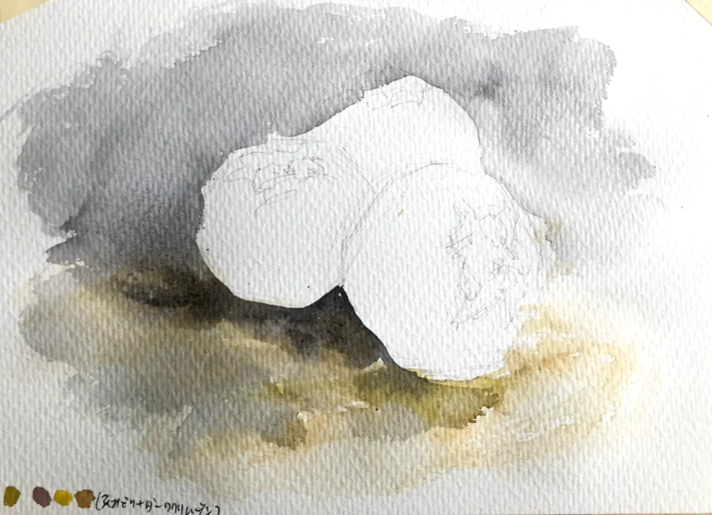 水彩で描いた柿