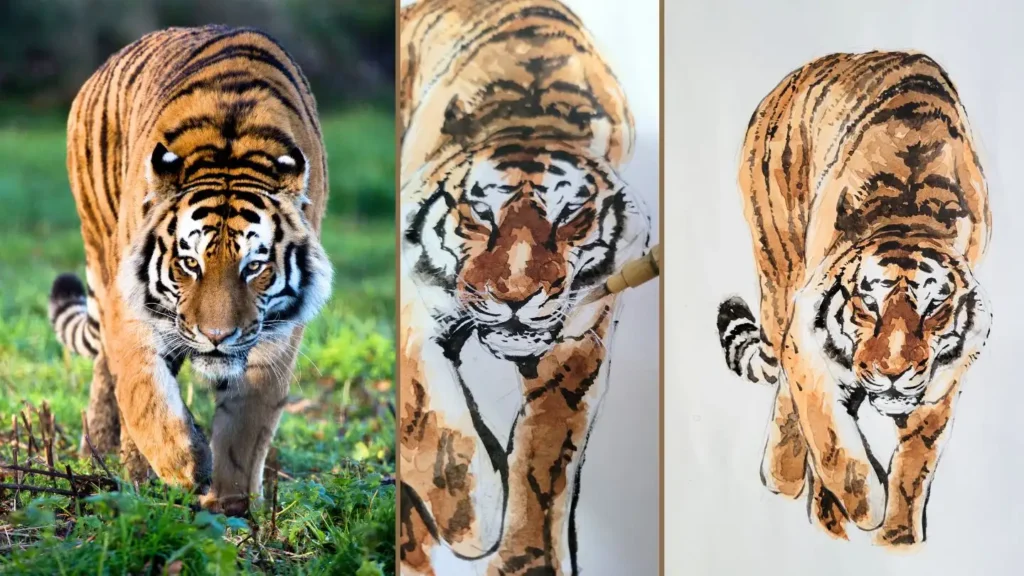 水彩で描いた虎