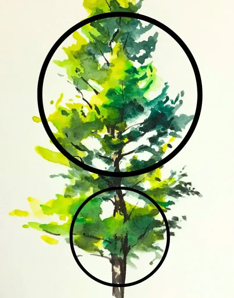 水彩で描いた木