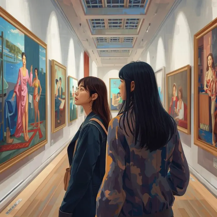 展示会にいる鑑賞者