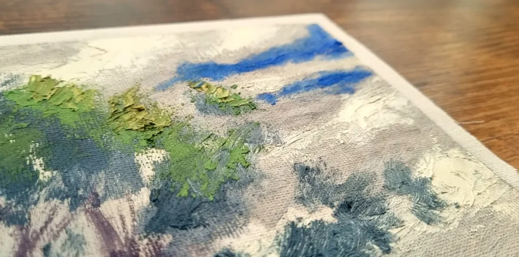 キャンバス上での油彩の質感