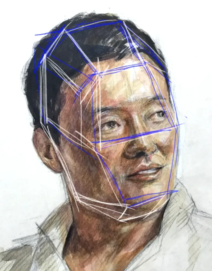 水彩で描いた顔