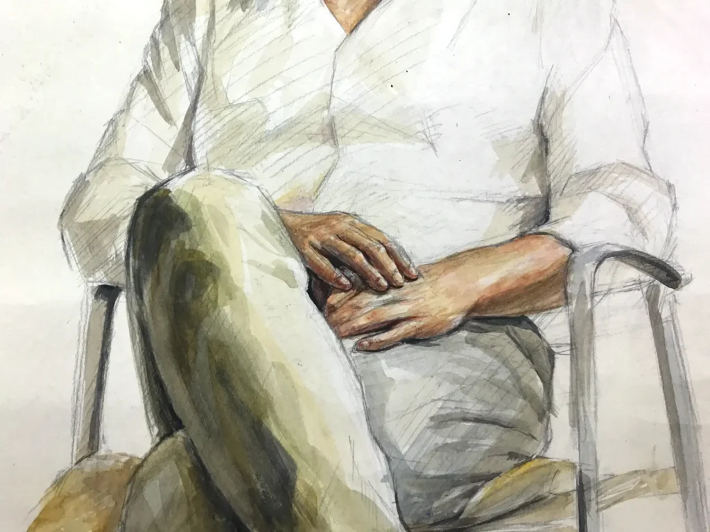 水彩で描いた手