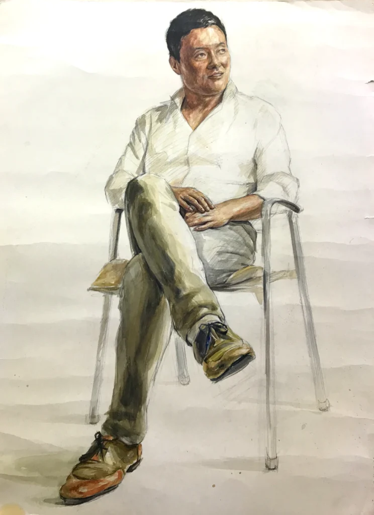 水彩で描いた人物