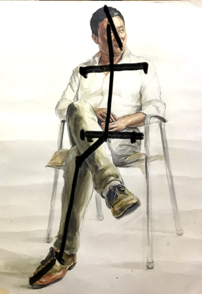 水彩で描いた人物