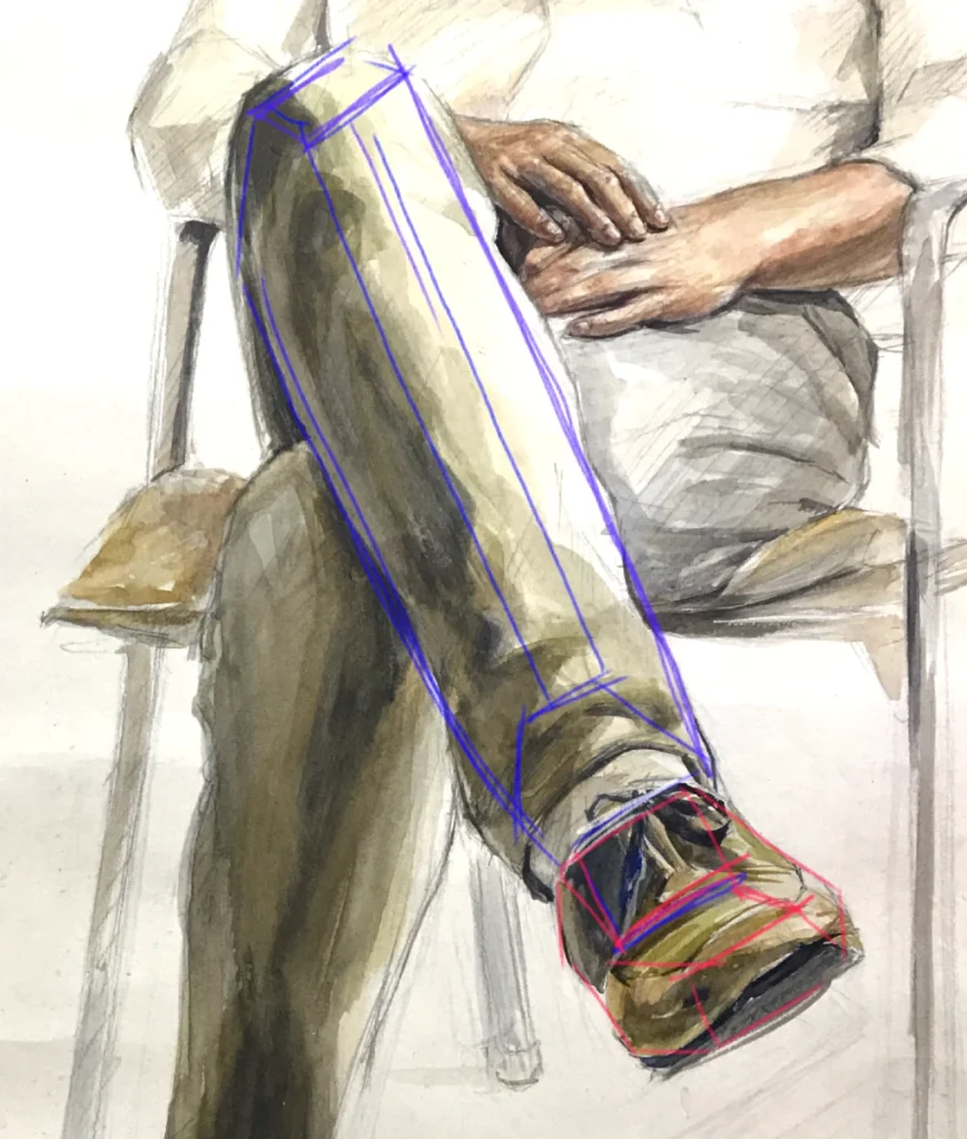 水彩で描いた足