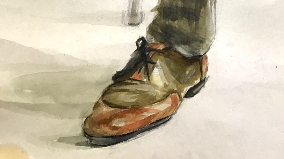 水彩で描いた靴