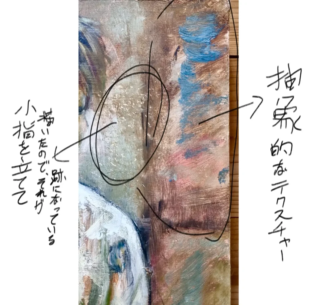 抽象的に描いた人物画の背景