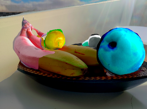 絵画的に色彩を変えた果物