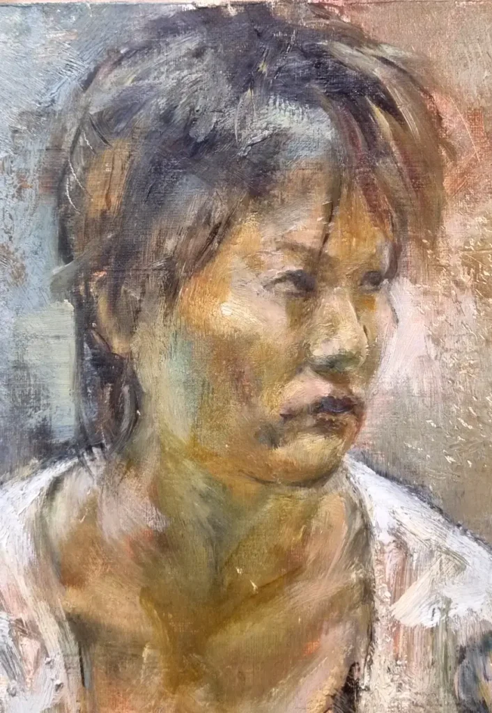 油絵で描いた人物画の顔