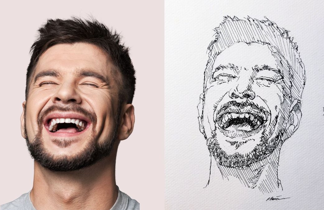 ペンで描いた顔の絵