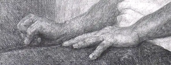 モデルの手のデッサン