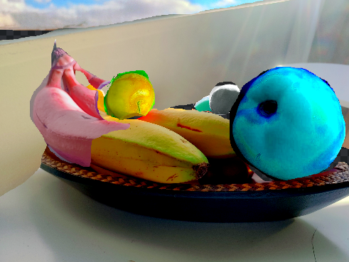 絵画的に色彩を変えた果物