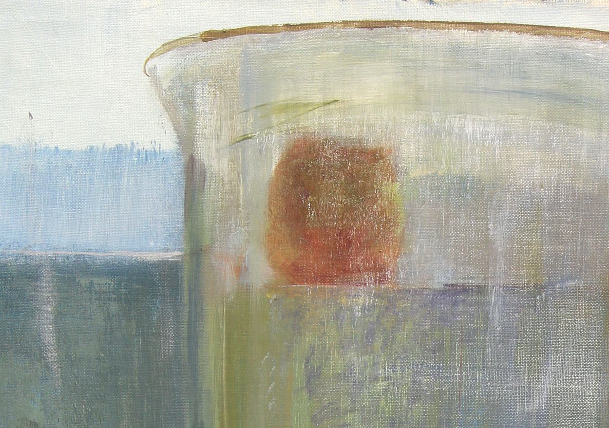 油絵で描いた林檎のある静物画