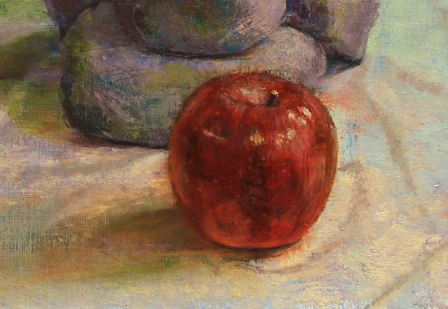 油絵で描いた林檎