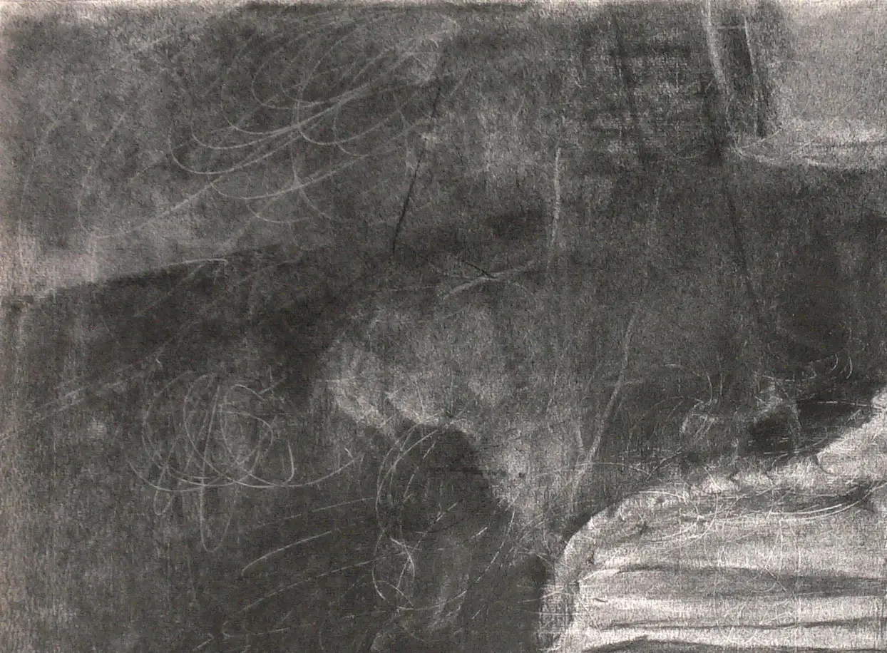 木炭デッサンで描いた静物画