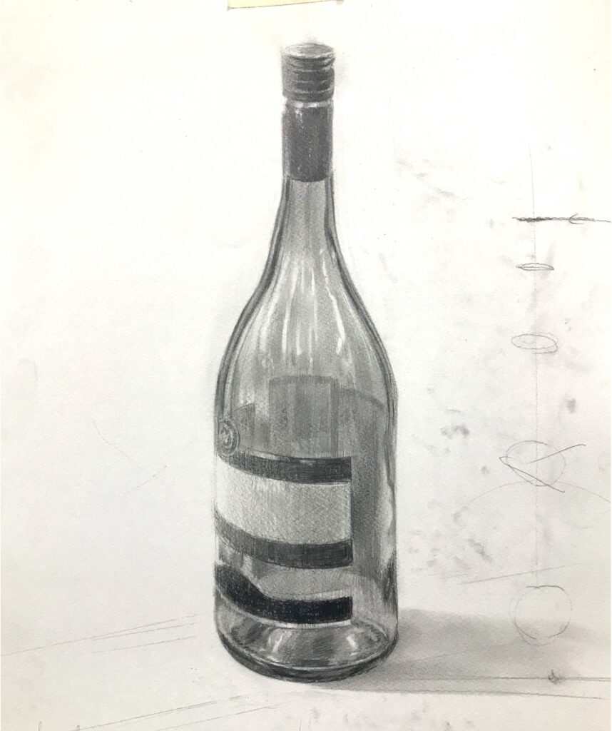 透明な瓶のデッサン/bottle　sketch