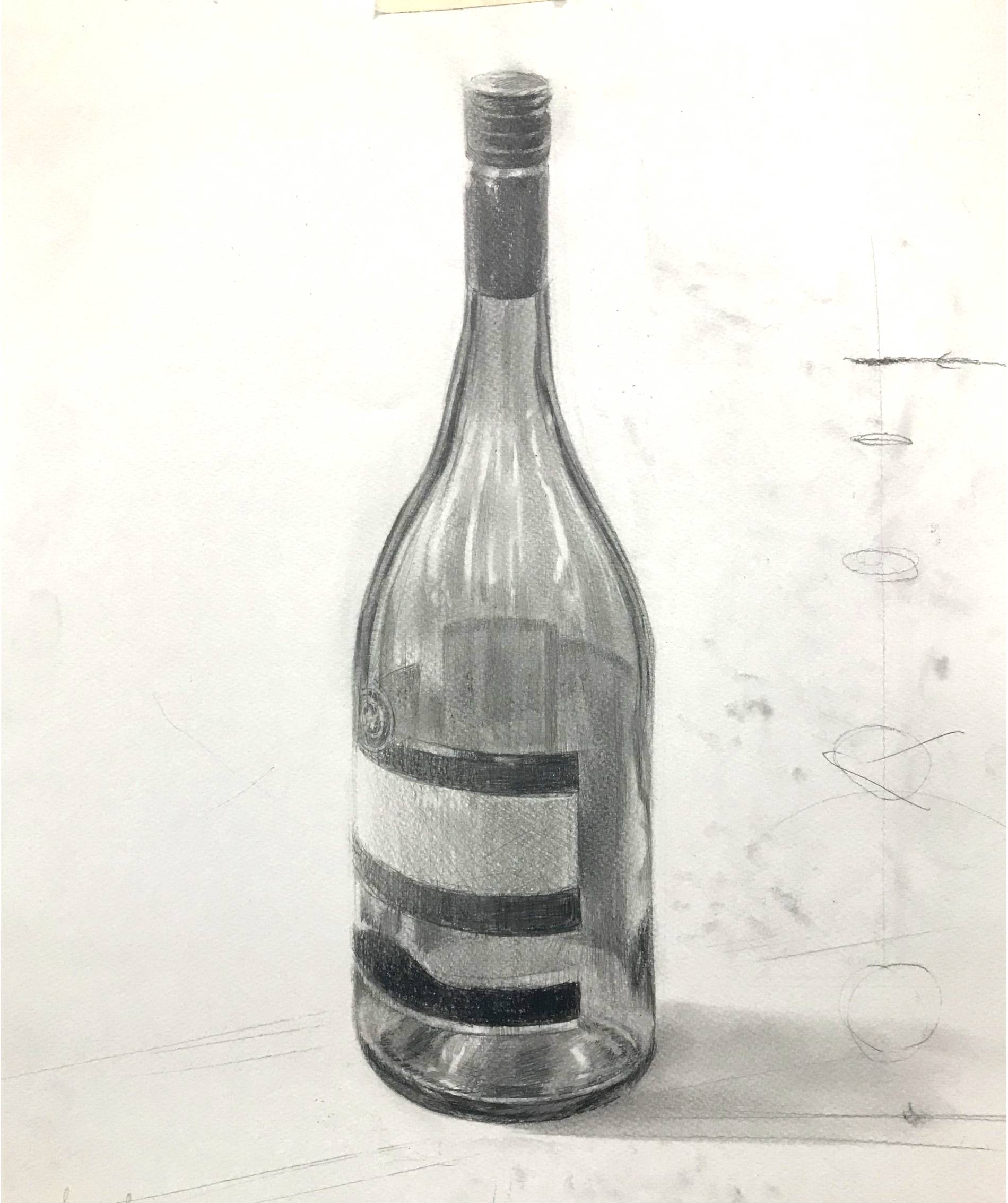 透明な瓶のデッサン/bottle　sketch