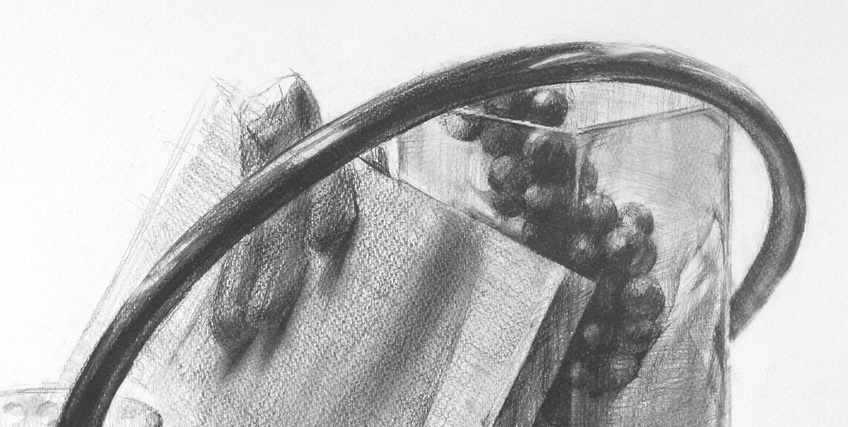 ホースとガラスの花瓶に入った葡萄のデッサン/drawing_hose_and_grapes