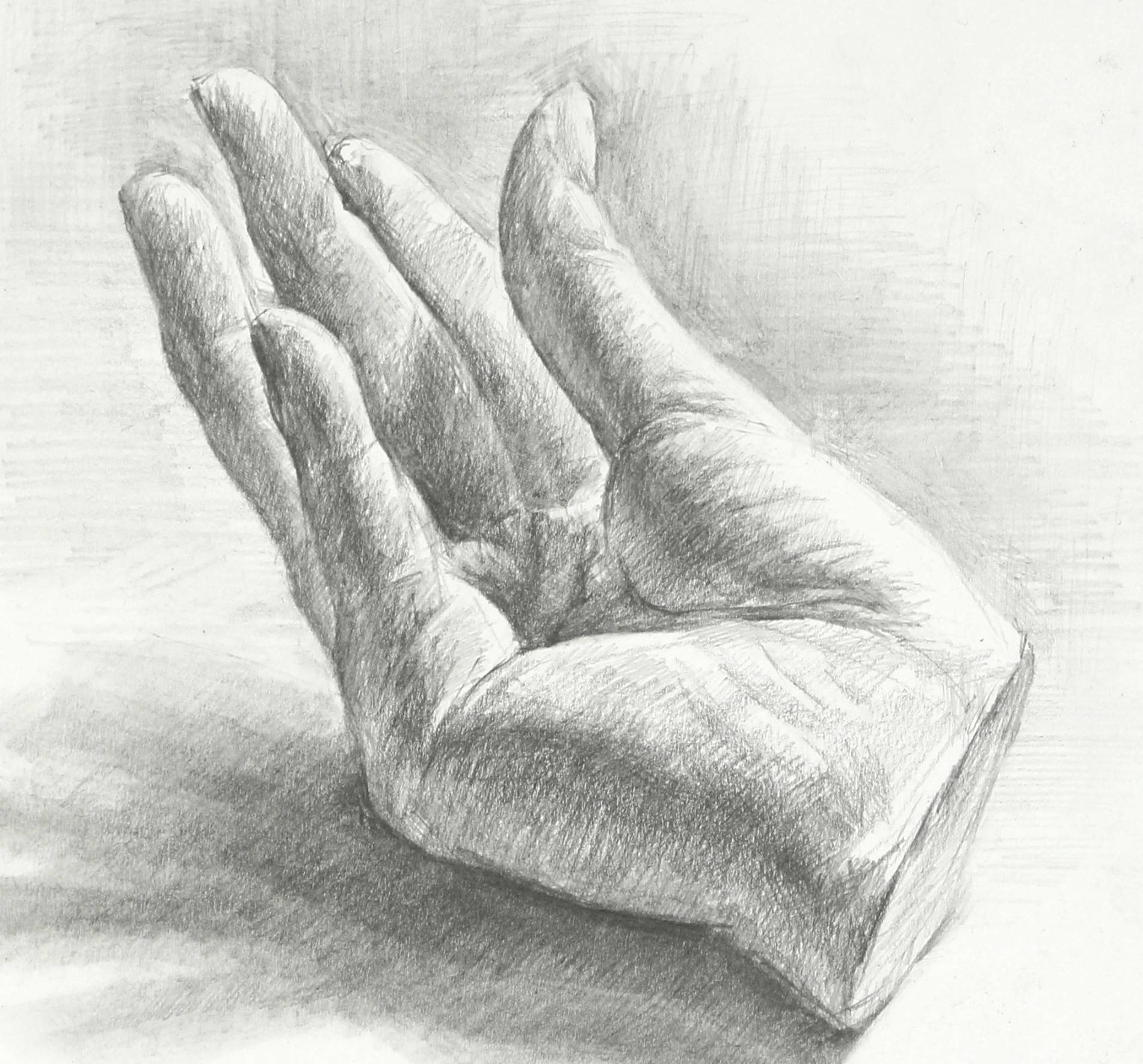 手の石膏像のデッサン/hand　plaster　drawing