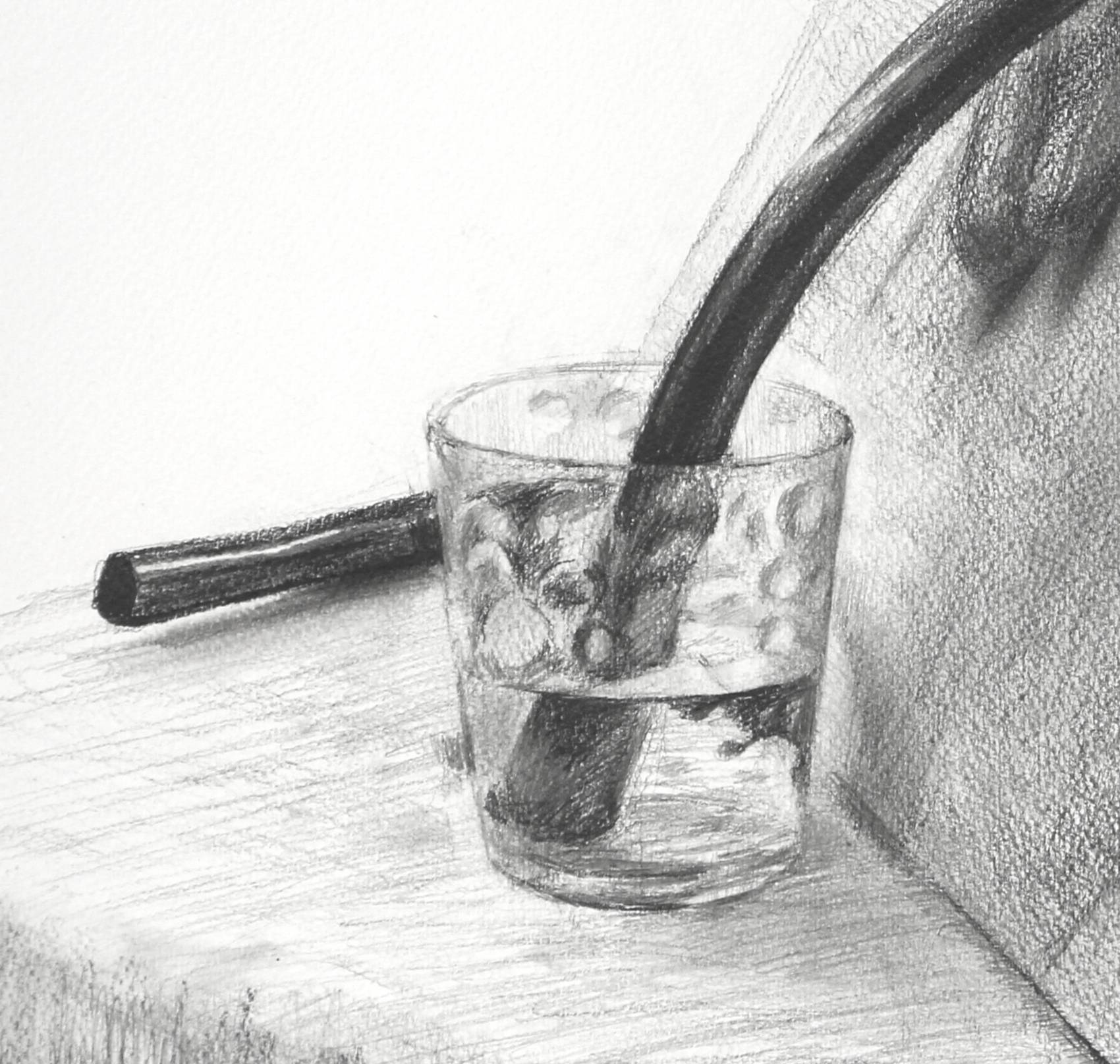 グラスとホースのデッサン/drawing_glass_and_hose