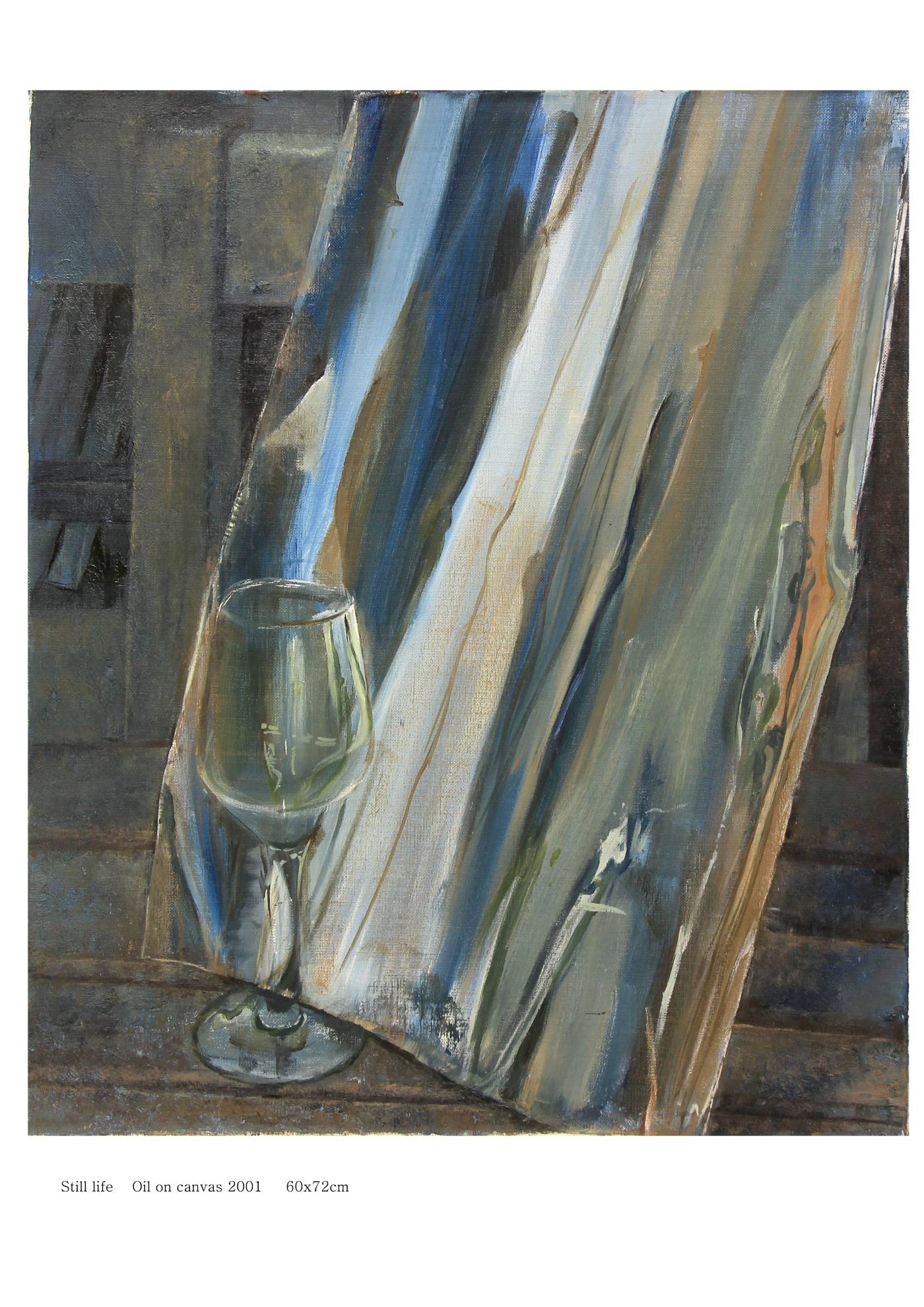 アルミホイルとグラスを描いた油絵/oil painting aluminum foil and glass
