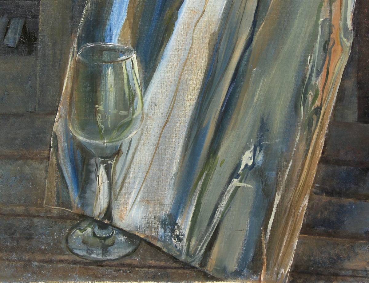 アルミホイルとグラスを描いた油絵/oil painting aluminum foil and glass