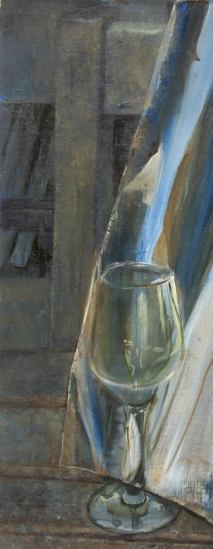 アルミホイルとグラスを描いた油絵/oil painting aluminum foil and glass